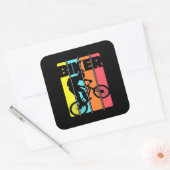 Mountain Biker Retro  Vierkante Sticker (Envelop)