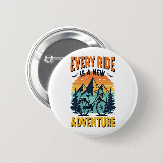 Mountain Biking Adventure Ronde Button 5,7 Cm (Voorkant /achterkant)