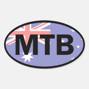 Mountain Biking Australia Flag Ovale Sticker