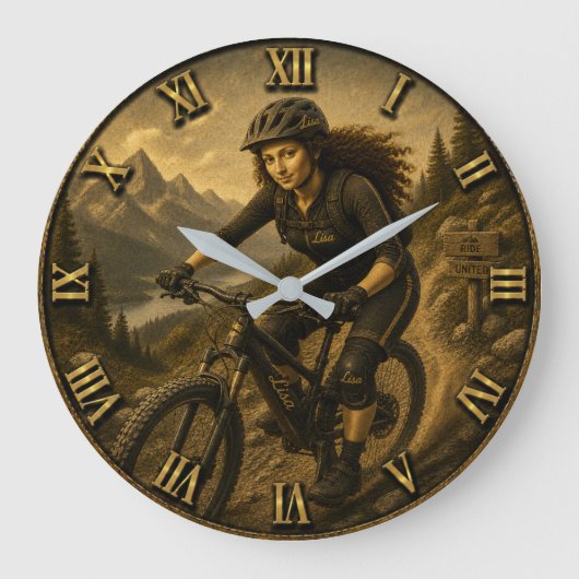 Mountain Biking Funny Lisa MTB Cyclist Gift Grote Klok (Voorkant)