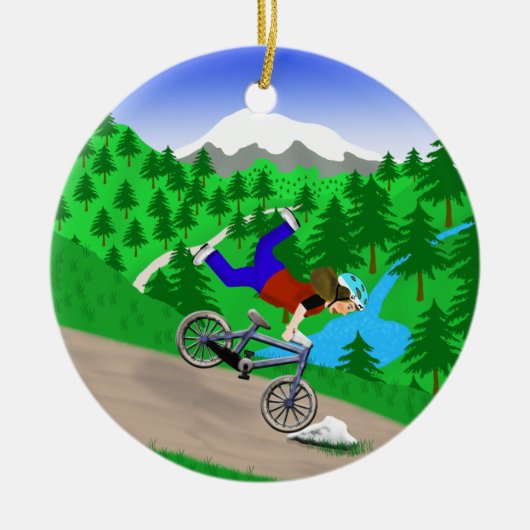 Mountain Biking Keramisch Ornament (Voorkant)