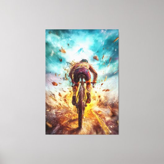 Mountain Biking Legend - Dynamische sportkunst Canvas Afdruk (Voorkant)