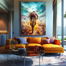 Mountain Biking Legend - Dynamische sportkunst Canvas Afdruk