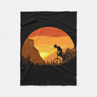 Mountain Biking Retro Sunset Trail Rider  Fleece Deken