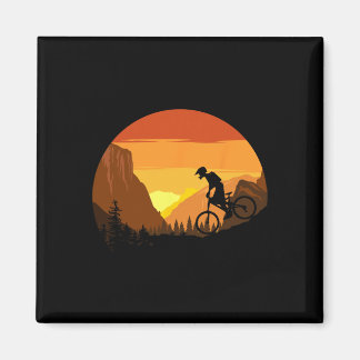 Mountain Biking Retro Sunset Trail Rider  Magneet