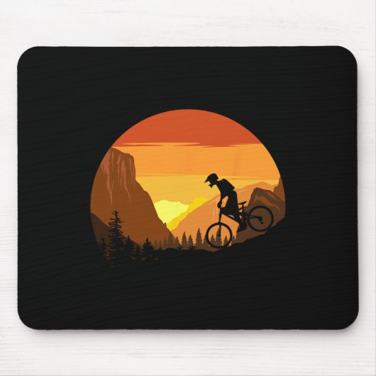 Mountain Biking Retro Sunset Trail Rider Muismat (Voorkant)