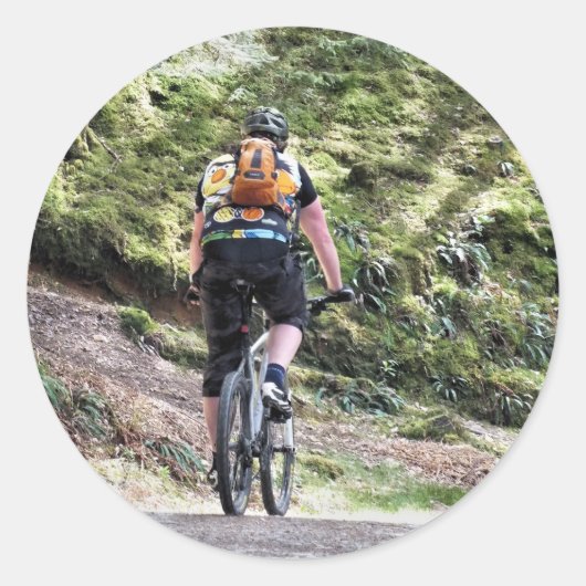 MOUNTAIN BIKING RONDE STICKER (Voorkant)