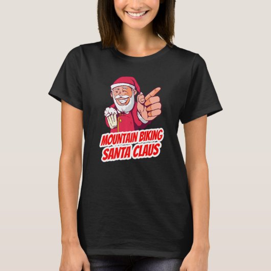 Mountain Biking Santa Claus kerstfeestdag Moun T-shirt (Voorkant)