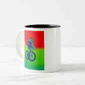 Mountain Biking Tweekleurige Koffiemok (Voorkant links)