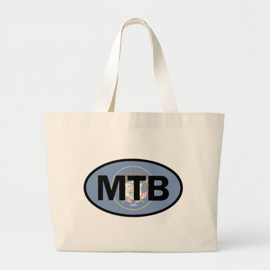 Mountain Biking Utah Flag Grote Tote Bag (Voorkant)