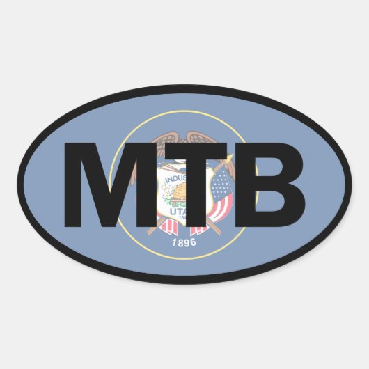 Mountain Biking Utah Flag Ovale Sticker (Voorkant)