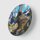 Mountain Black Wolf Resting by Trees Wildlife Art Ronde Klok (Hoek)