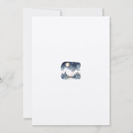 Mountain Blue Pine Moon Star Save the Date Wedding Kaart (Achterkant)