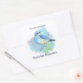 Mountain Bluebird Bird boek hoort bij Bookplate Vierkante Sticker (Envelop)