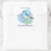 Mountain Bluebird Bird boek hoort bij Bookplate Vierkante Sticker (Tas)