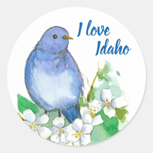 Mountain Bluebird Ik hou van Idaho Ronde Sticker (Voorkant)
