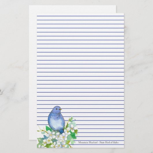 Mountain Bluebird State Bird van Idaho Blauwe Lijn Briefpapier (Voorkant / Achterkant)