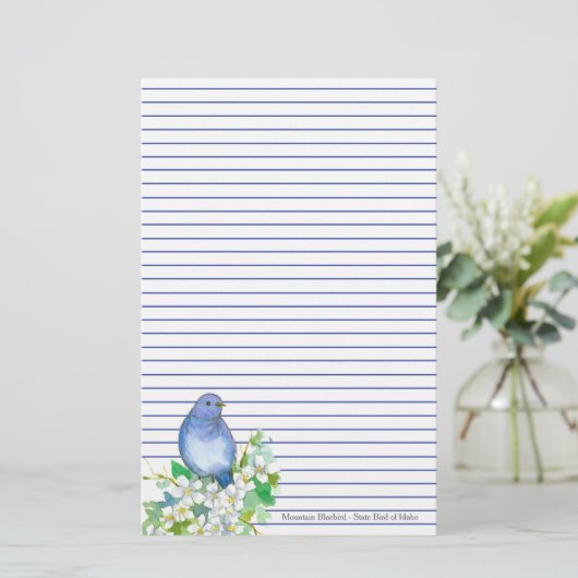 Mountain Bluebird State Bird van Idaho Blauwe Lijn Briefpapier (Staand voorkant)
