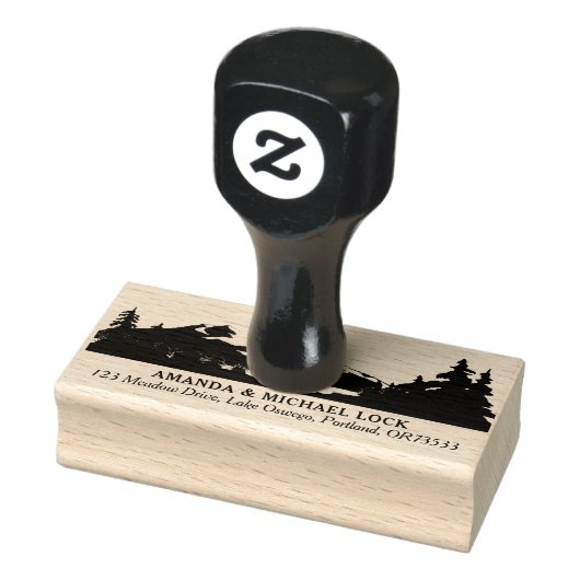 Mountain Bossen Lake Bruiloft Retouradres Rubberstempel (Stempel)