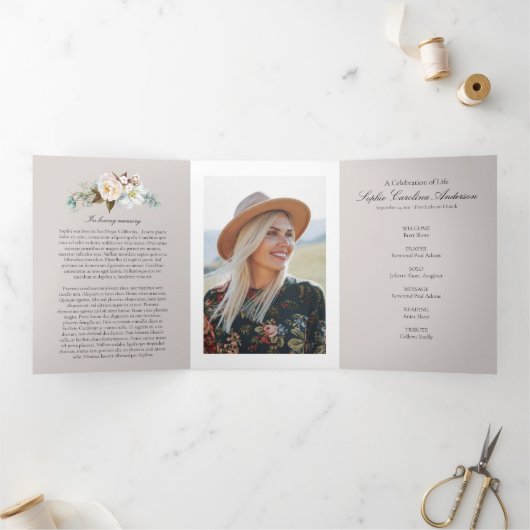 Mountain Bouquet Celebration of Life Programme Drieluik Uitnodiging (Binnen)