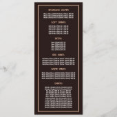 Mountain Brown, Restaurant Slimline Menu (Achterkant)