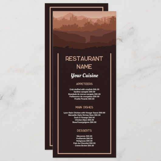 Mountain Brown, Restaurant Slimline Menu (Voorkant / Achterkant)