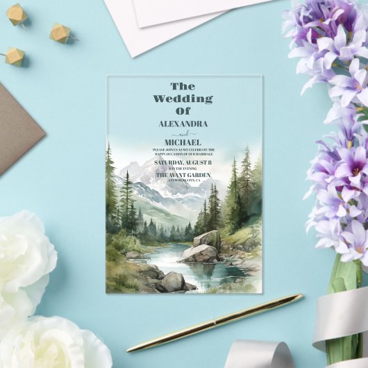 Mountain bruiloft feest acryl uitnodigingen (Insitu (Huwelijk))