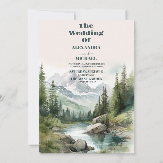 Mountain bruiloft feest kaart (Voorkant)