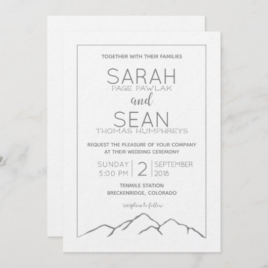 Mountain bruiloft uitnodiging (Voorkant / Achterkant)