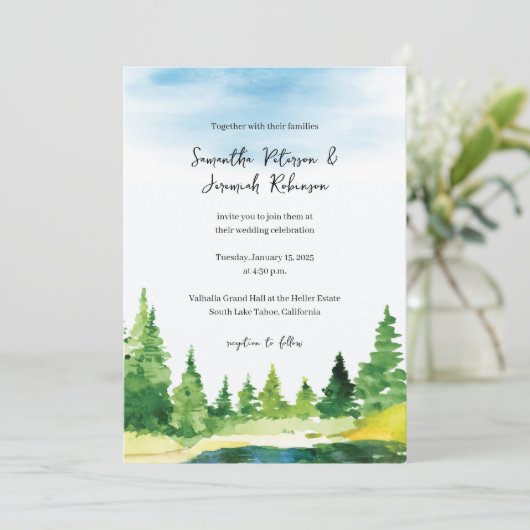 Mountain bruiloft uitnodiging (Staand voorkant)