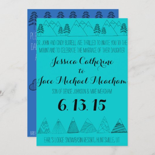 Mountain bruiloft uitnodiging (Voorkant / Achterkant)