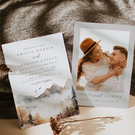 Mountain bruiloft uitnodiging