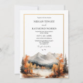 Mountain bruiloft Waterverf rustieke herfst bruilo Kaart (Voorkant)