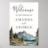 Mountain bruiloft welkomstbord aan het meer poster (Voorkant)