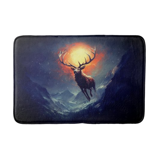 Mountain Buck loopt van brandend vuur Badmat (Voorkant)