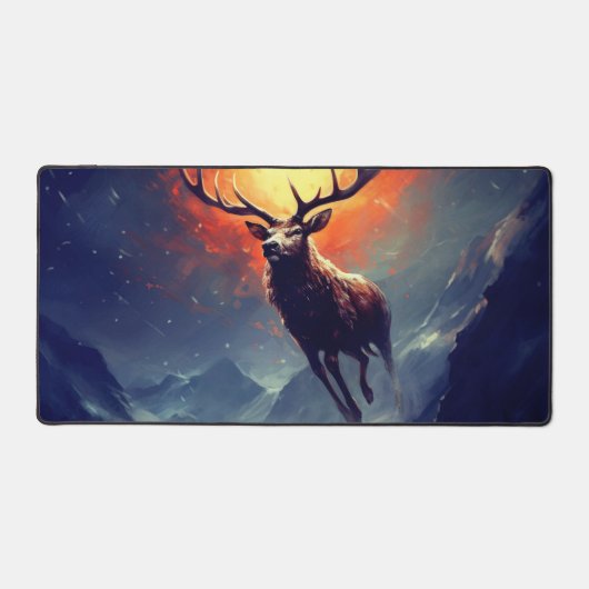 Mountain Buck loopt van brandend vuur Bureaumat (Voorkant)