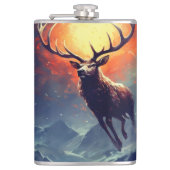 Mountain Buck loopt van brandend vuur Heupfles (Voorkant)