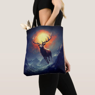 Mountain Buck loopt van brandend vuur Tote Bag