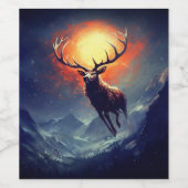 Mountain Buck loopt van brandend vuur Wijn Etiket (Enkel label)