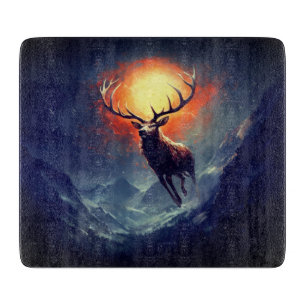 Mountain Buck loopt van brandend vuurglas Snijplank