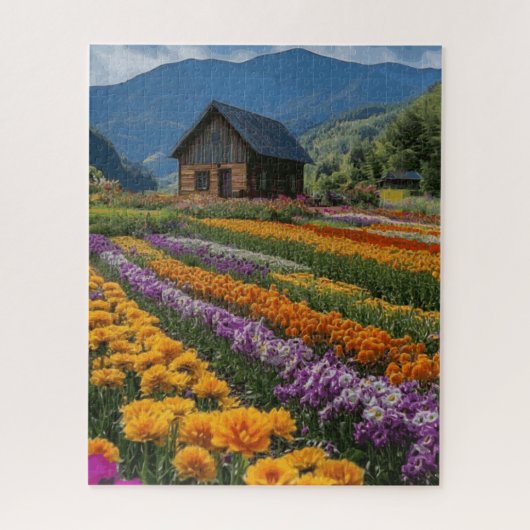 Mountain Cabin Bloom Legpuzzel (Verticaal)