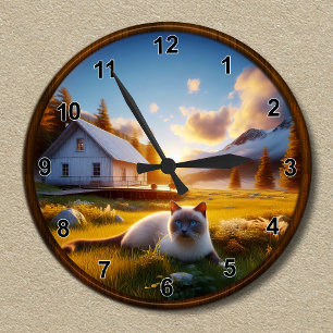  Mountain Cabin Clock Design Ronde Klok