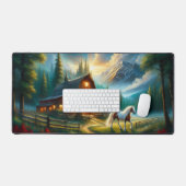 Mountain Cabin Desk Mat with Horse (Keyboard & Muis)