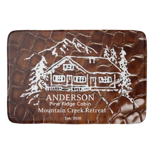 Mountain Cabin Faux Crocodile Leather Doormat Badmat (Voorkant)