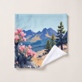 Mountain Cabin Personalize Text Vacation Home Bad Handdoek (Wasdoekje)
