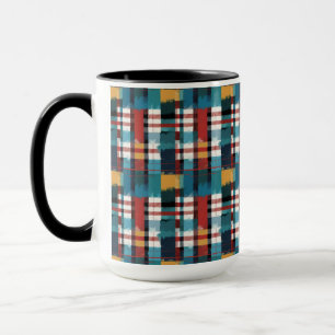 Mountain Cabin Retro Plaid in rood Blauwgroen en g Mok