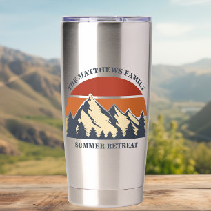 Mountain Cabin Sunset Gepersonaliseerde vakantie Geïsoleerde Drinkbeker