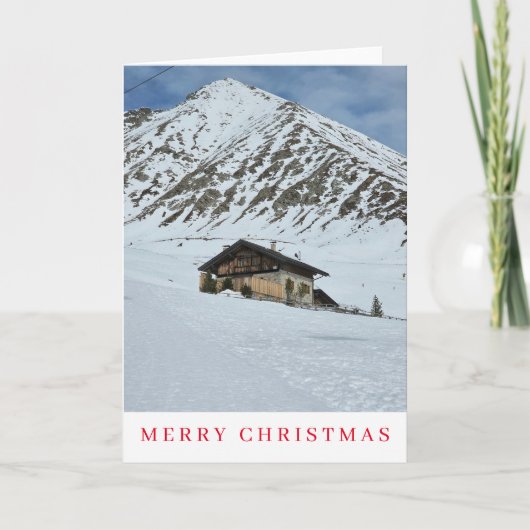 Mountain Cabin uitzicht Kerstkaart Feestdagen Kaart (Voorkant)