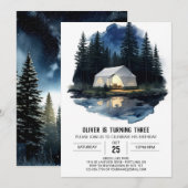 Mountain Campfire Camper Uitnodiging voor verjaard (Voorkant / Achterkant)
