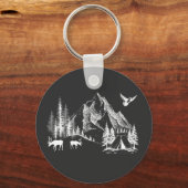 Mountain Camping Adventure Wilderness Natuur Sleutelhanger (Voorkant)